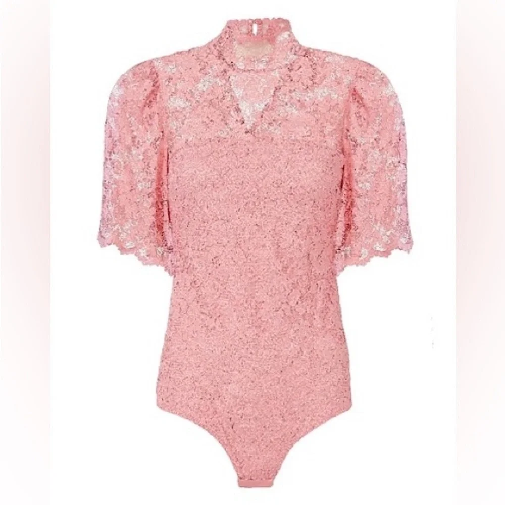 Ganni Lace BodySuit in pink Sz 38/ Sz M - Picture 4 of 10